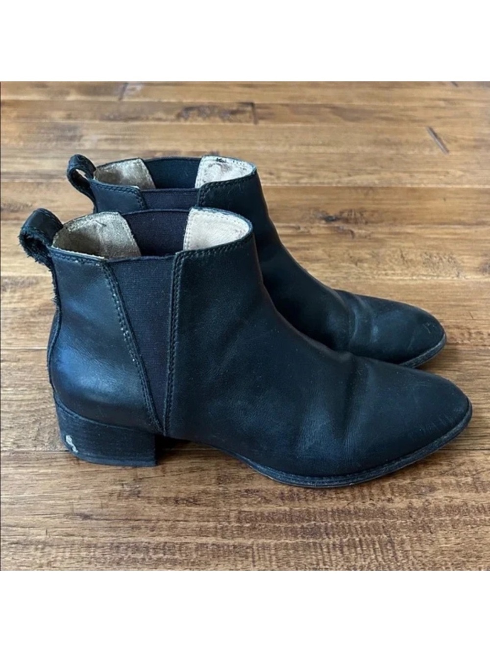 Madewell The Carina Chelsea Boots Ankle Booties Black Leather Size 6